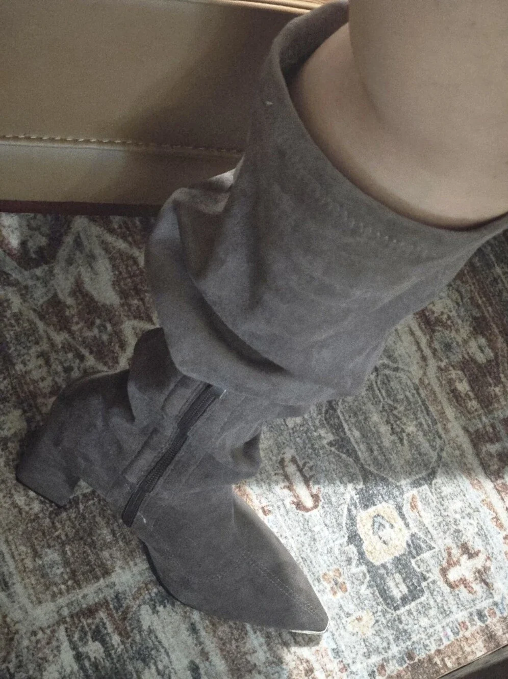 Lulu's Taupe Suede Over-the-Knee Block Heel Boots